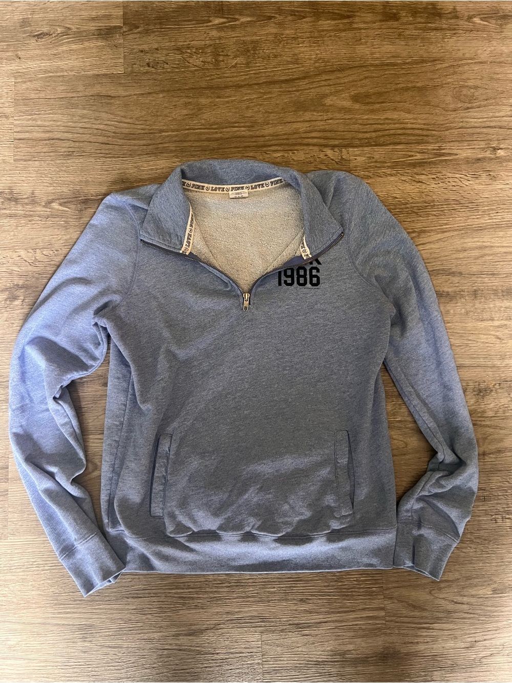 Victoria's Secret PINK 2012 Heather Blue Logo Trim Pullover